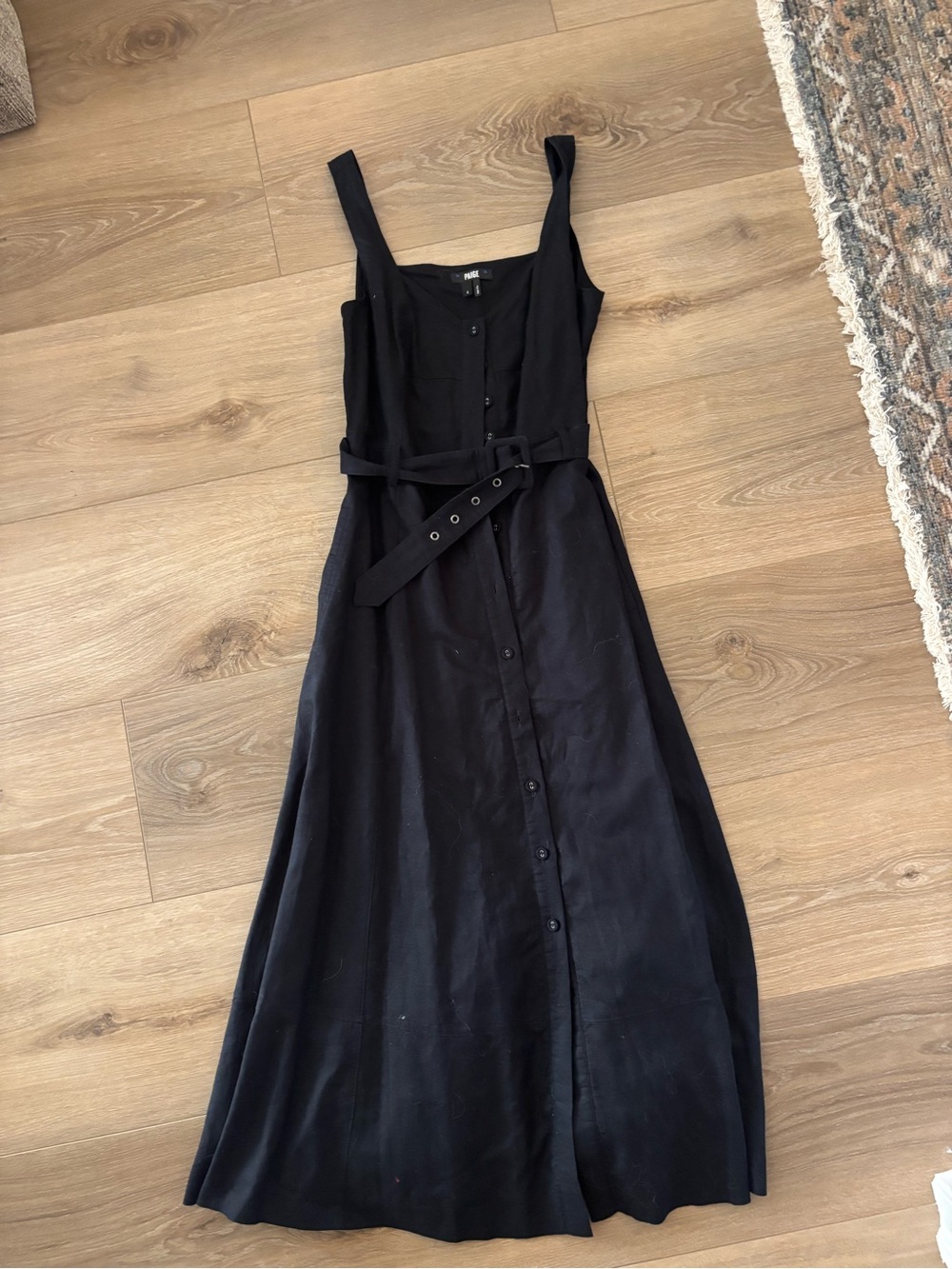 PAIGE Black Button-Front Maxi Dress with Belt